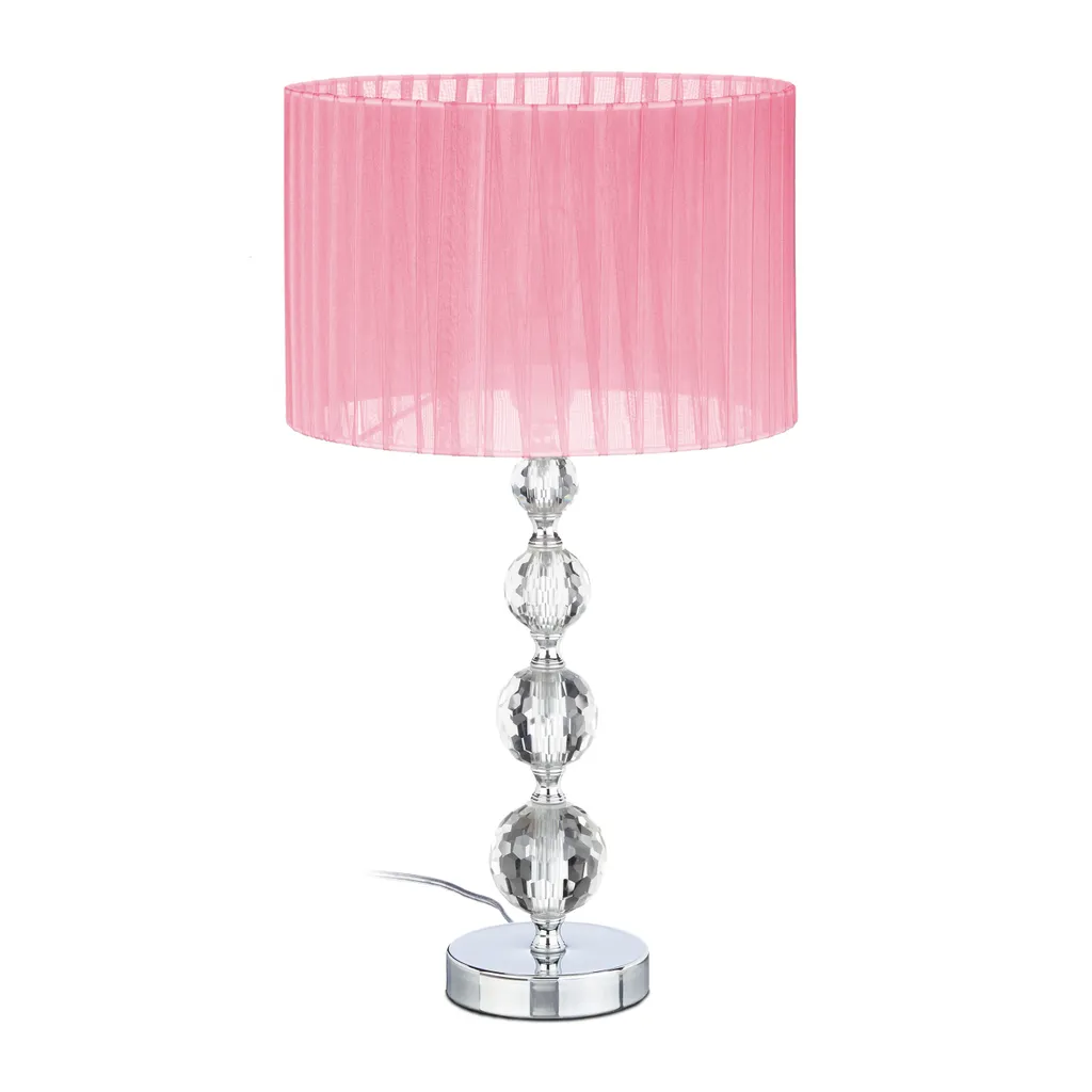 Lampe de table Relaxdays en cristal rose et métal effet diamant luxe