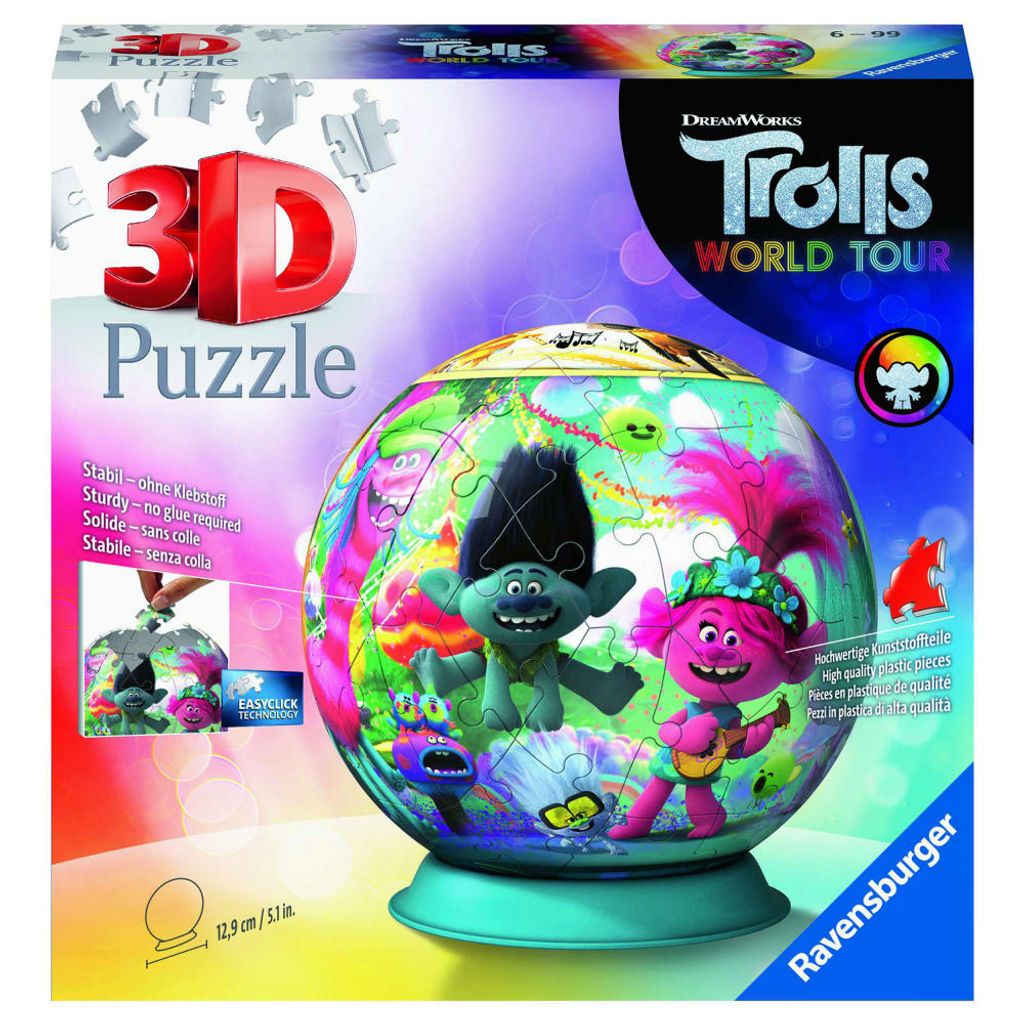 Ravensburger 3D Puzzle 11169 - Puzzle-Ball Trolls - 72 Produktbild 