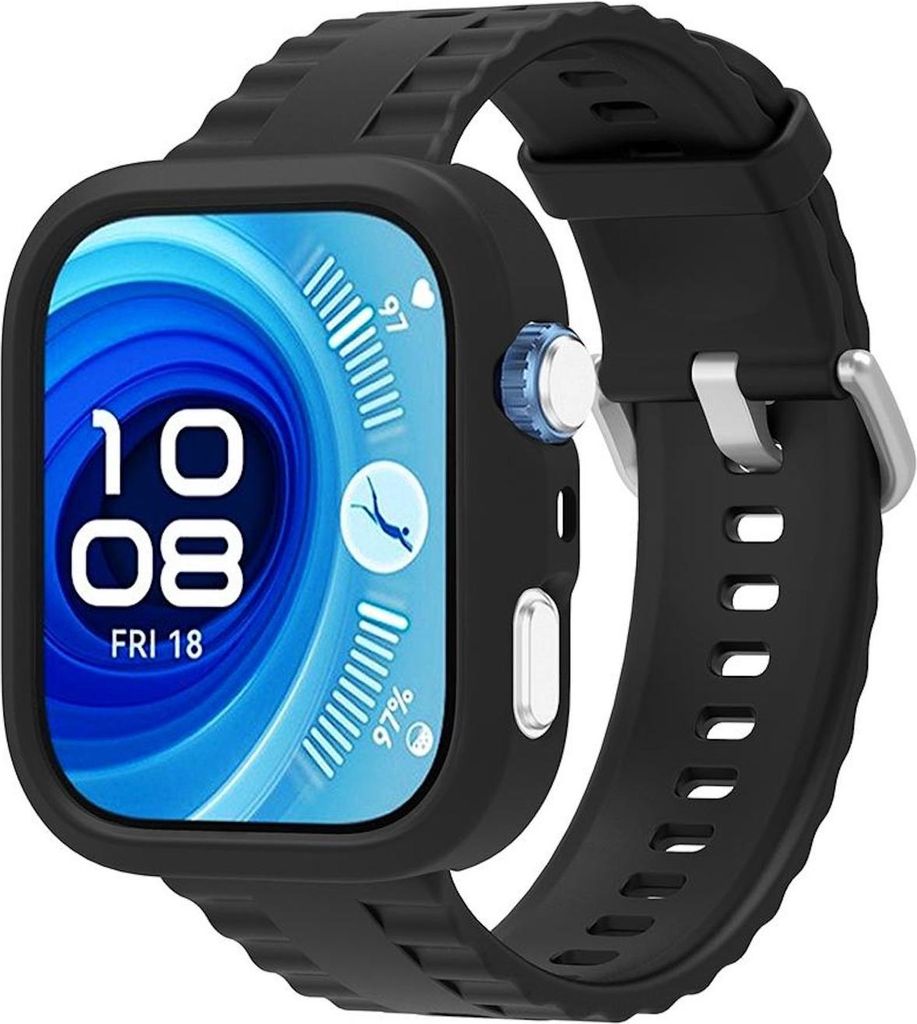 Für Huawei Watch Fit 4 Pro Silikon Gehäuse Hülle integriertem Armband Schwarz