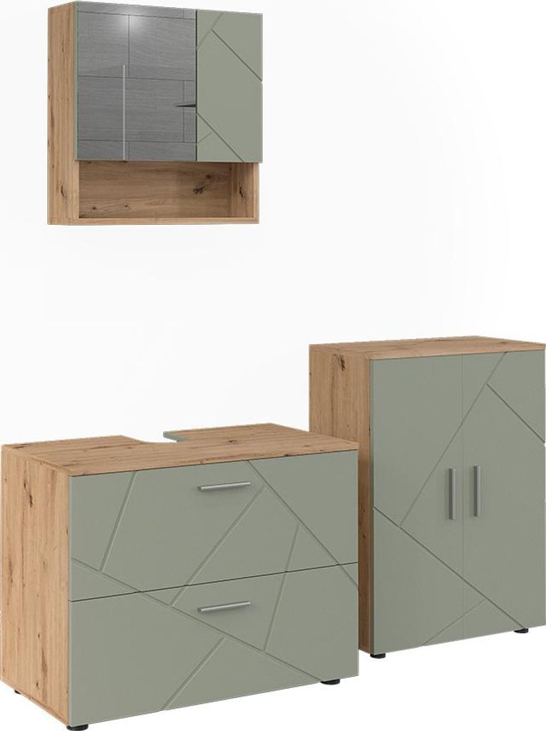 Badmöbel-Set Vicco Irma Salbeigrün 3 Teile, Model 59145