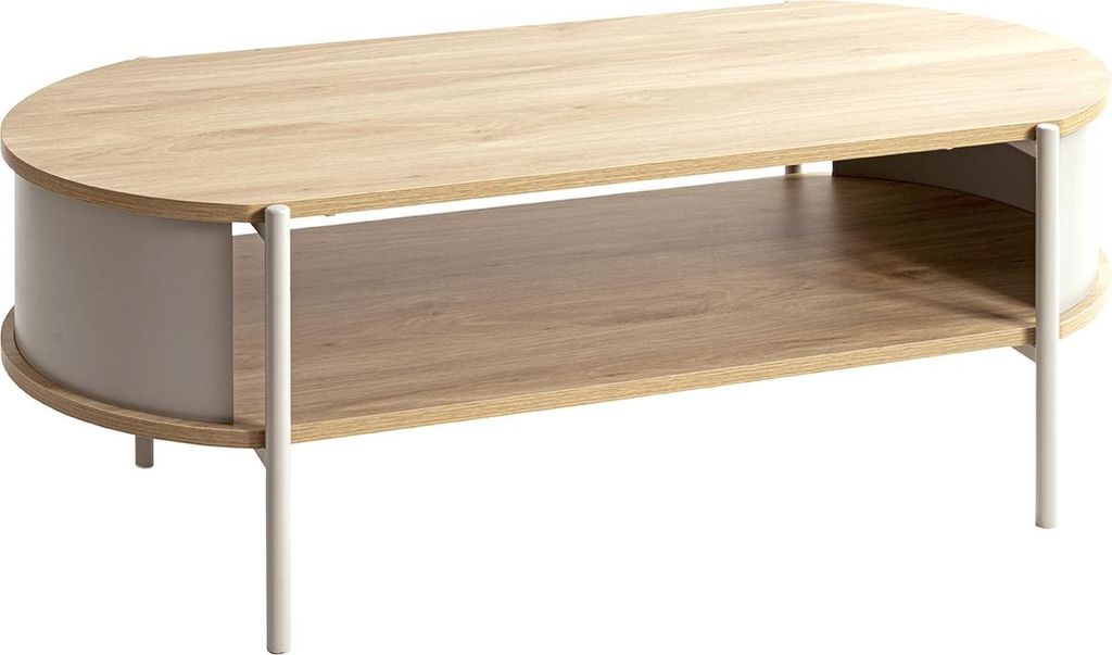 Couchtisch >59137< in Eiche Nachbildung, Kaschmirgrau - 100x37x54cm (BxHxT)