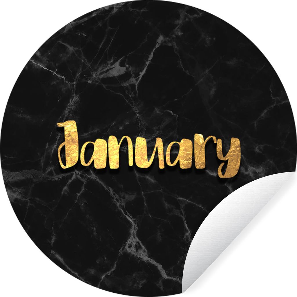 MuchoWow Runde Wandtattoo - Wandsticker Tapete Aufkleber Kalender - Januar - Gold - Marmor Ø 100 cm Selbstklebend und Repositionierbar - Wandauf...
