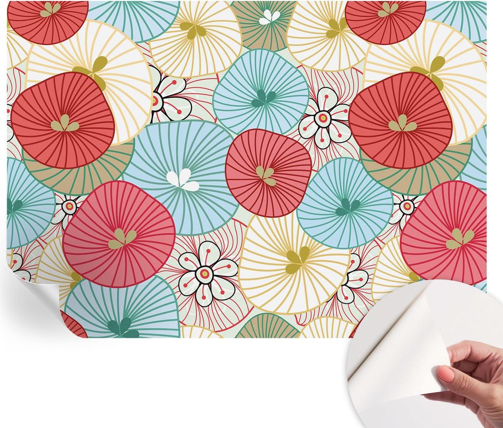 Selbstklebende Wandtapete - Dekorative Tapete für Wohnzimmer - Klebefolie für Wandbilder - Tapetenfolie für Wanddekoration - 208x146 cm - Blumen...
