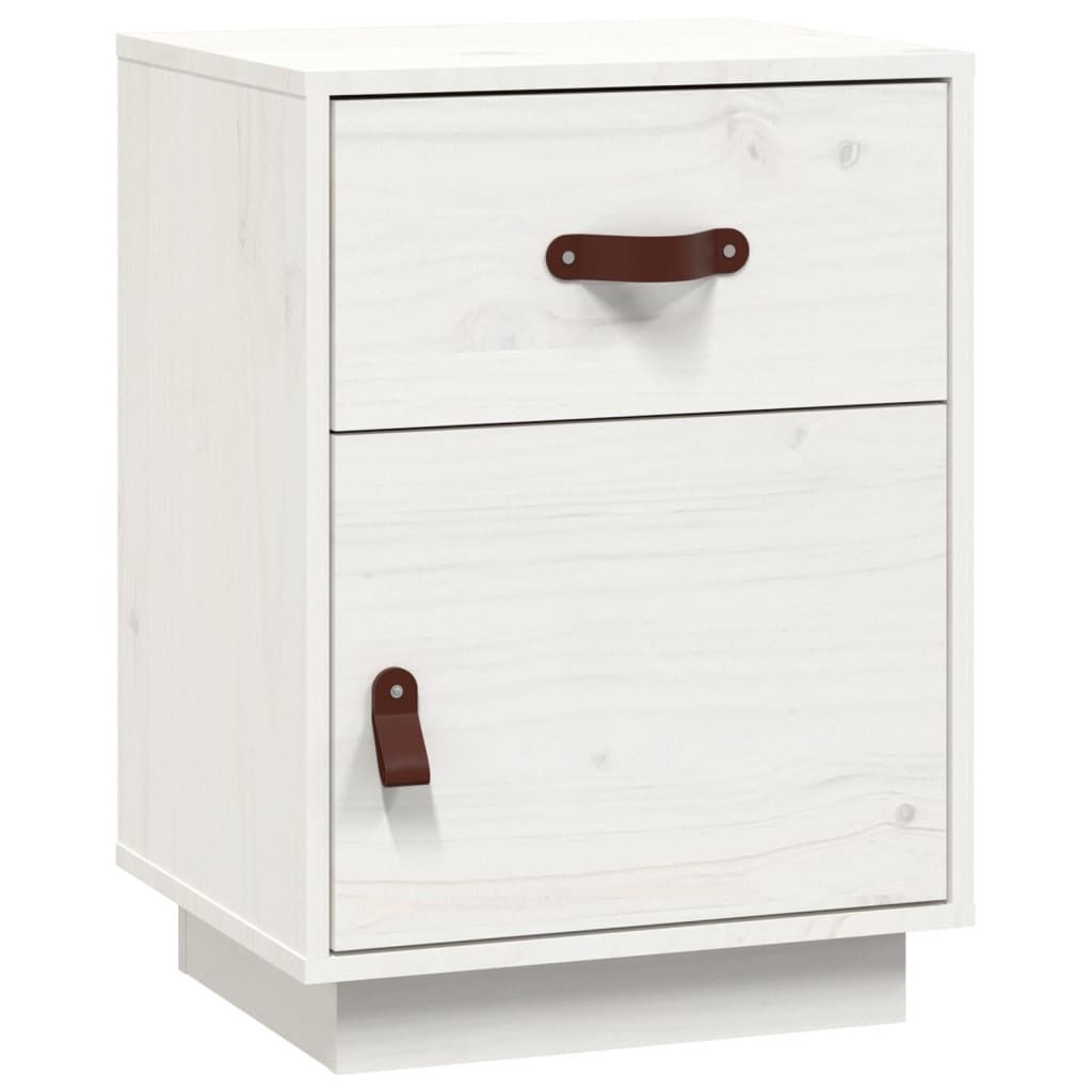 (Robust Möbel)Nachttisch für Schlafzimmer - elegantes Design - Nachtkommode - Weiß 40x34x55cm Massivholz Kiefer - Nachttische & -schränke D...