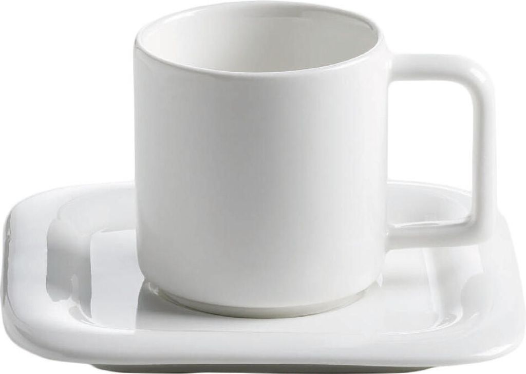 Maxwell & Williams Sphere Square Espressotasse + Untertasse, 70ml, Weiß,JX80701