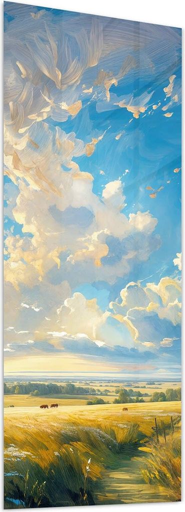 Glasbild 40x100cm in XXL für Wohnzimmer, Schlafzimmer Motiv Landschaft mit Wolken