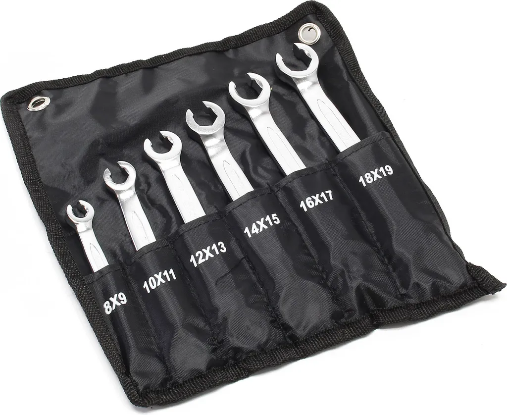 Set di chiavi per tubi freno Wiltec da 6 pezzi 8-19 mm per tubi freno, chiavi per tubi, chiavi aperte per spurgo freni, montaggio smontaggio