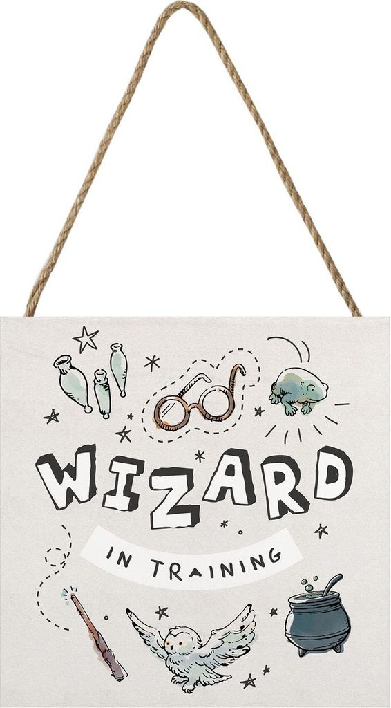 Harry Potter - Holzklotz "Wizard In Training" PM6186 (20 cm x 20 cm) (Grau)