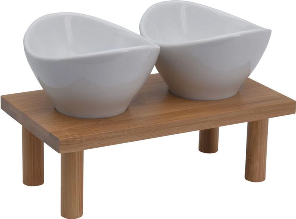 Excellent Houseware - Minimalistisches Servierset aus Porzellanschalen und Bambustisch - 8719987146879