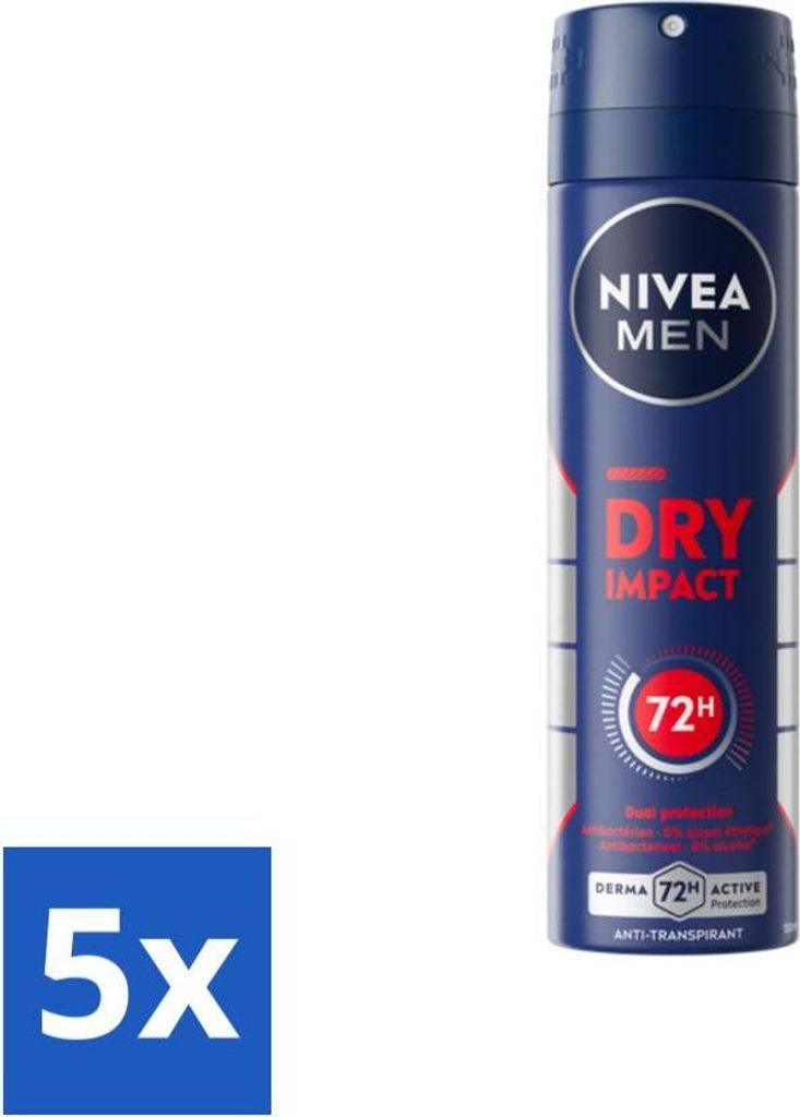 NIVEA MEN - Deodorant Spray - Dry Impact - 150 ml - Vorteilspack - 5 Stücke