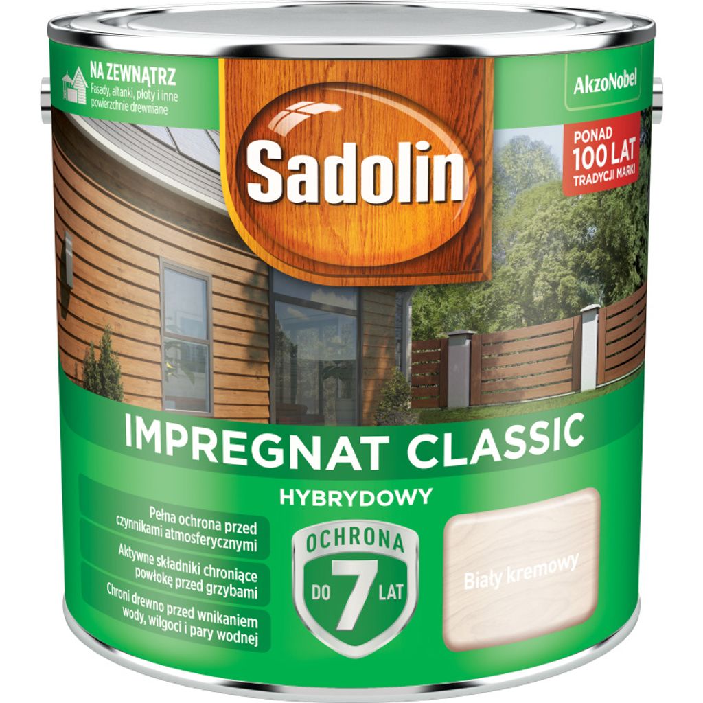 Sadolin Classic Hybrid Holzschutz Imprägniermittel Außen 2,5L – matt Holzlasur, Cremeweiß