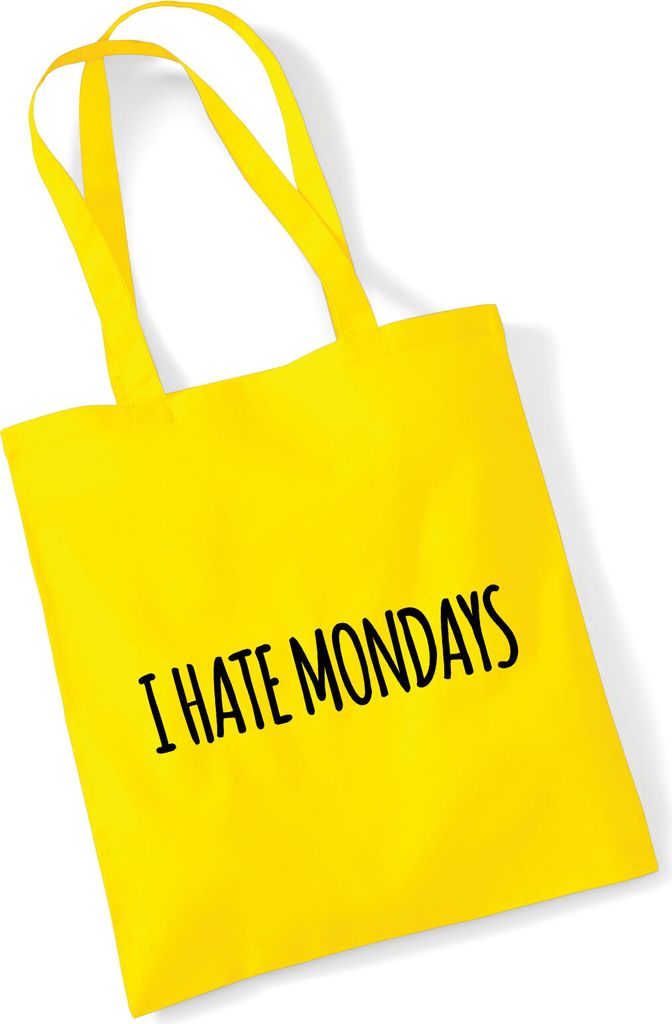 Huuraa Jutebeutel I hate mondays Schriftzug 10 Liter Yellow Baumwolle Tasche Geschenkidee
