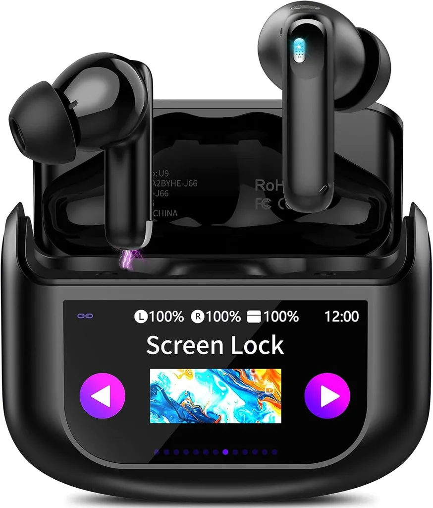 In Ear Kopfhörer mit Touchscreen,In Ear Bluetooth 5.4 mit ANC/ENC Noise Cancelling Mic, 48Std Tiefer Bass Earbuds mit 5 EQ-Modi, USB-C,IP7 Wasserdicht