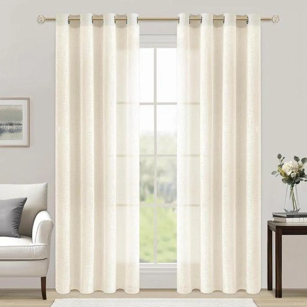 Rideau voilage blanc moderne 225 x 140 cm pour habiller vos fenêtres