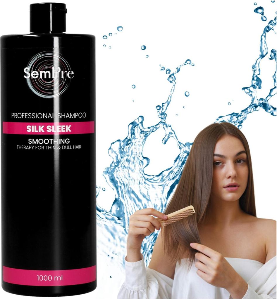 Sempre | Shampoo Silk Sleek - 1000 ml - mit Seidenprotein - glättend und pflegend - für glänzendes Haar