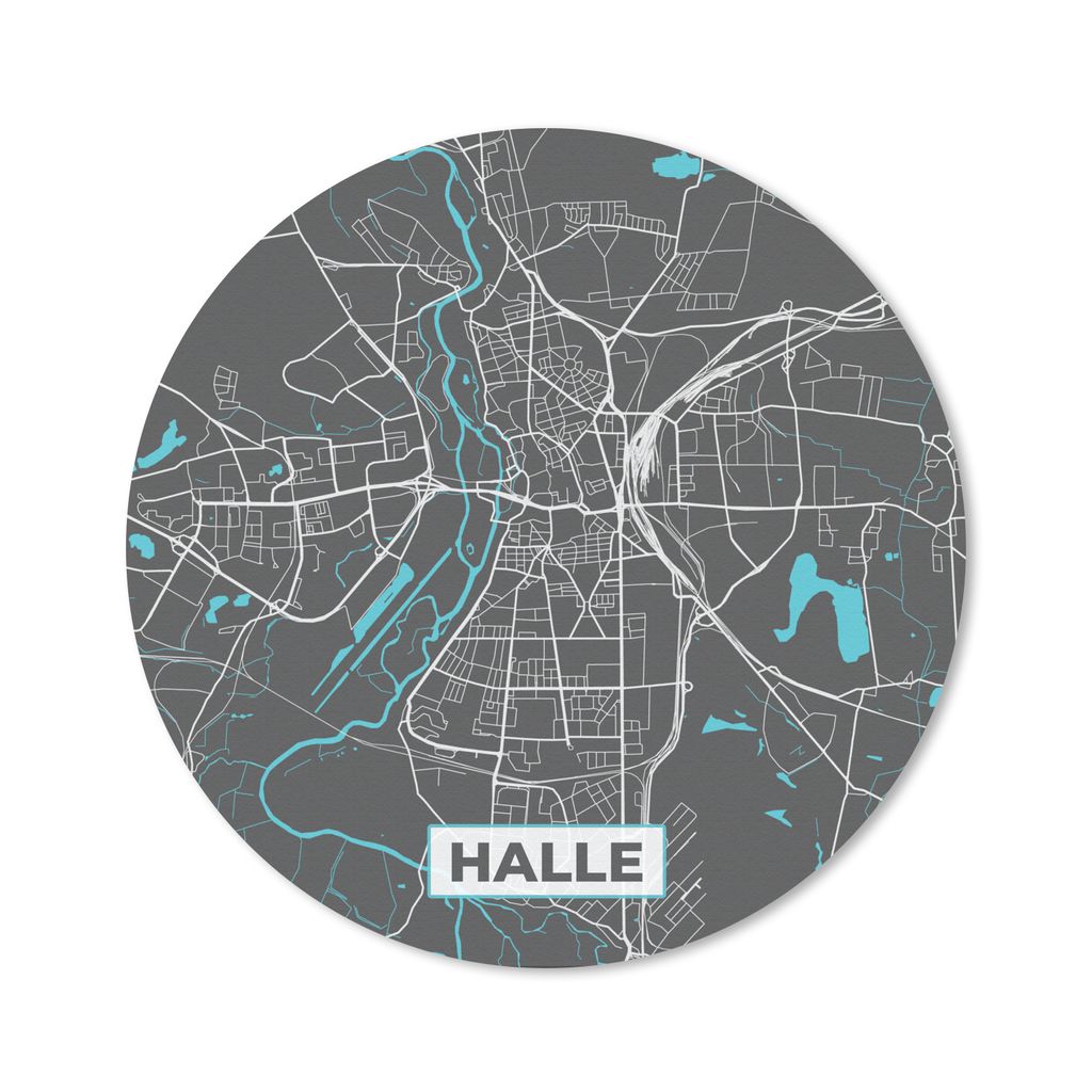 MuchoWow Mauspad Mousepad Stadtplan - Halle - Deutschland - Karte 30x30 cm - Mousepads - Maus Mat - Pad - Mausunterlage - Tischunterlage - Schrei...