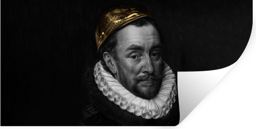 MuchoWow Wandtattoo Wandsticker Wandaufkleber Gemälde - Gold - Wilhelm von Oranien 120x60 cm Selbstklebend und Repositionierbar - Sticker - Deko...