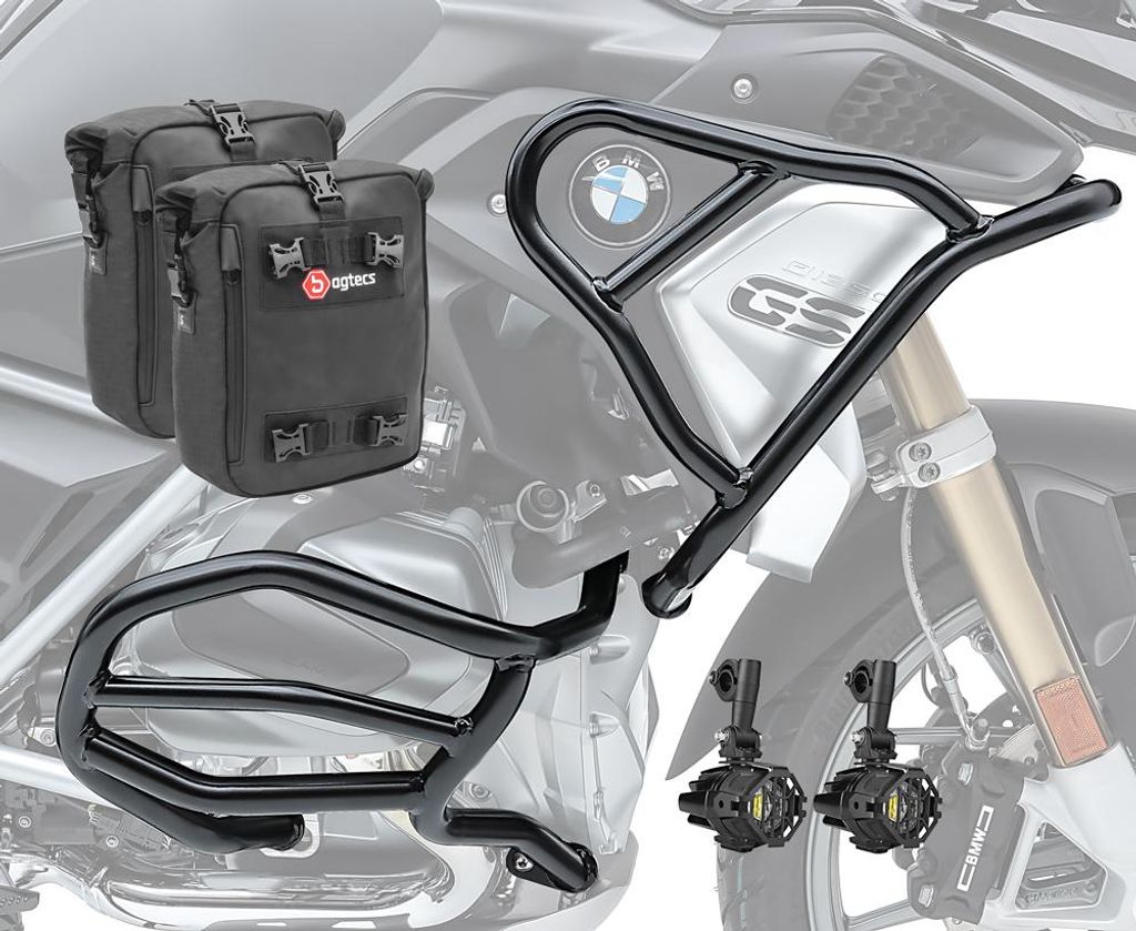 Set Sturzbügel + Scheinwerfer XL8 für BMW R 1250 GS 19-23 + CB4 schwar