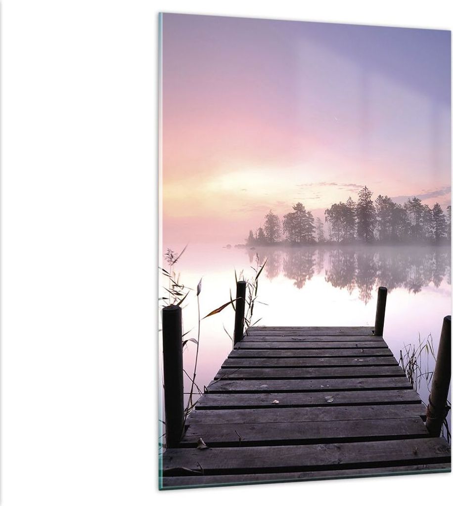 Bilder auf glas - Einteilig - Morgen Sonnenaufgang Nebel See - 80x120cm - Glasbilder - Wandbilder - Bilder - Wanddekoration aus Glas - Glas Bilder ...