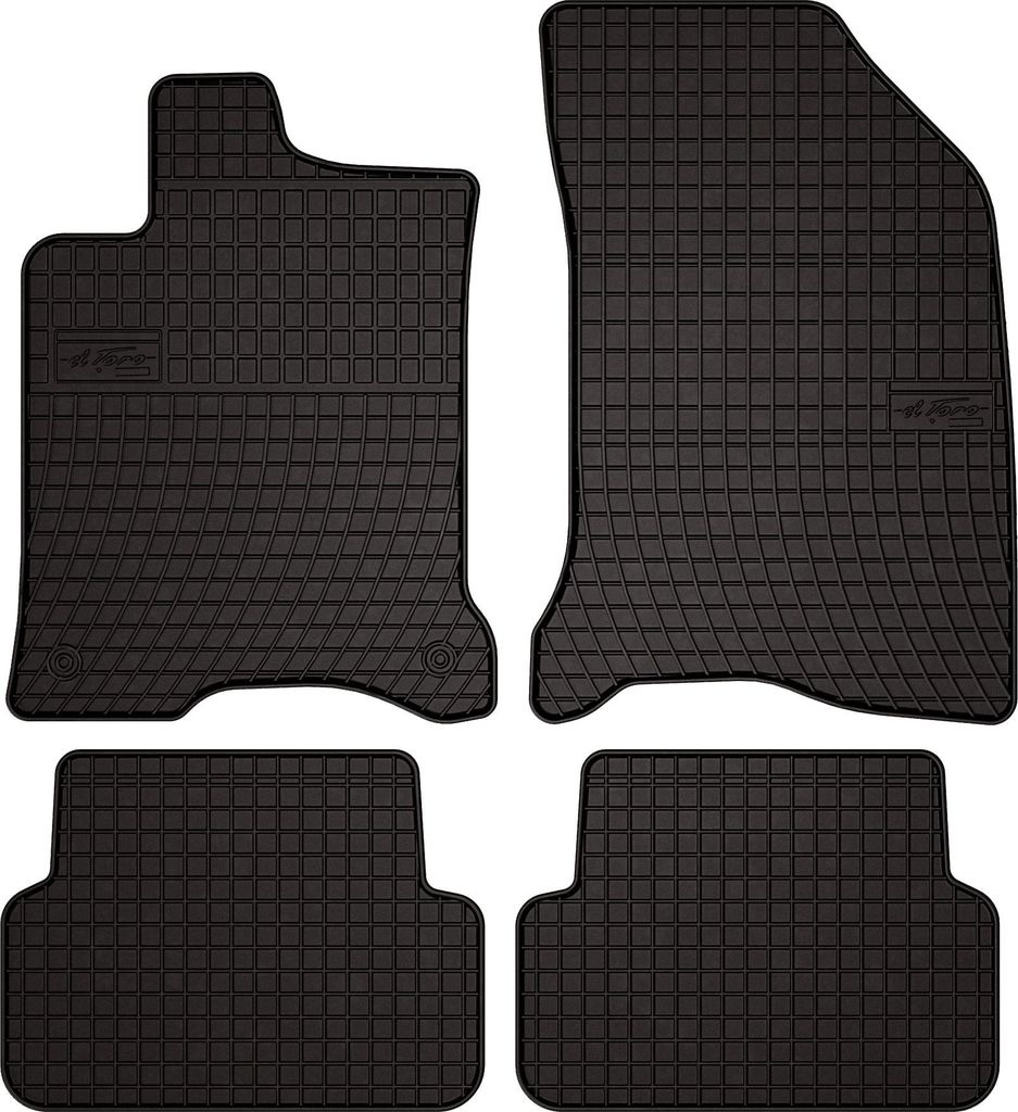 Gummifußmatten passend für Renault Laguna II (Kombi, Liftback, Bj. 2001-2007) – schwarz, passgenau, mit Befestigungen set 4 Stk. - Gummi-Autom...