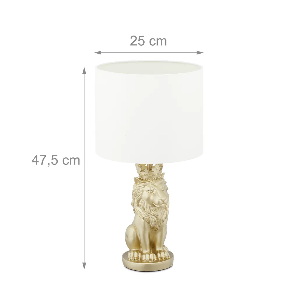 Lampada da Tavolo Leone Oro Relaxdays | Design Elegante e Moderno - 4