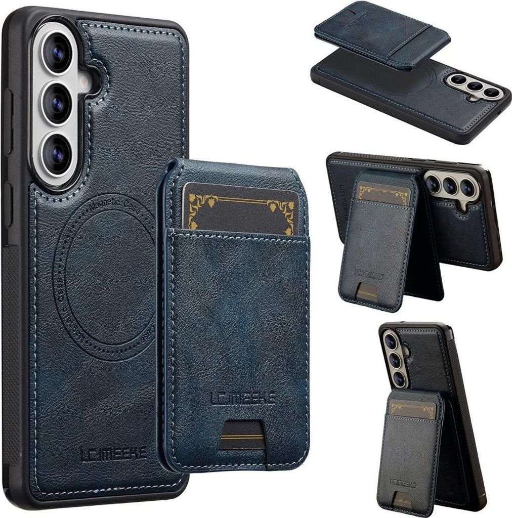 Samsung Galaxy S26 Hülle - LC.IMEEKE L3 - Leather Back Cover mit Kartenhalter - MagSafe Compatible - Blau