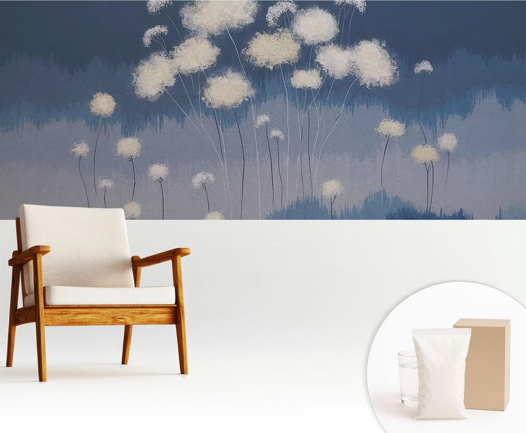Fototapete - 250x104 cm - Tapete - Wandtapete - Wandbilder - Dekofolie - Tapete Folie - Wand - Dekoration - Wohnzimmer - Weißer Löwenzahn