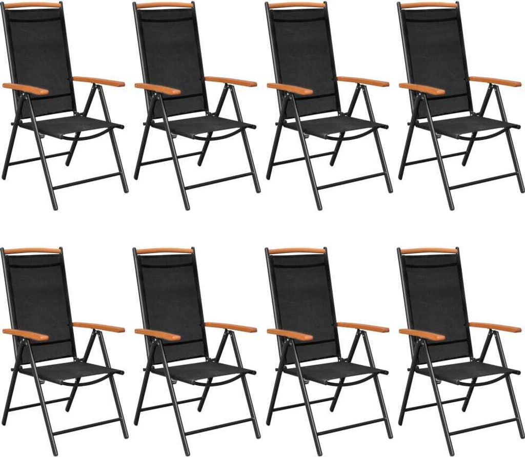 vidaXL 9-tlg. Garten-Essgruppe Aluminium Schwarz Produktbild 