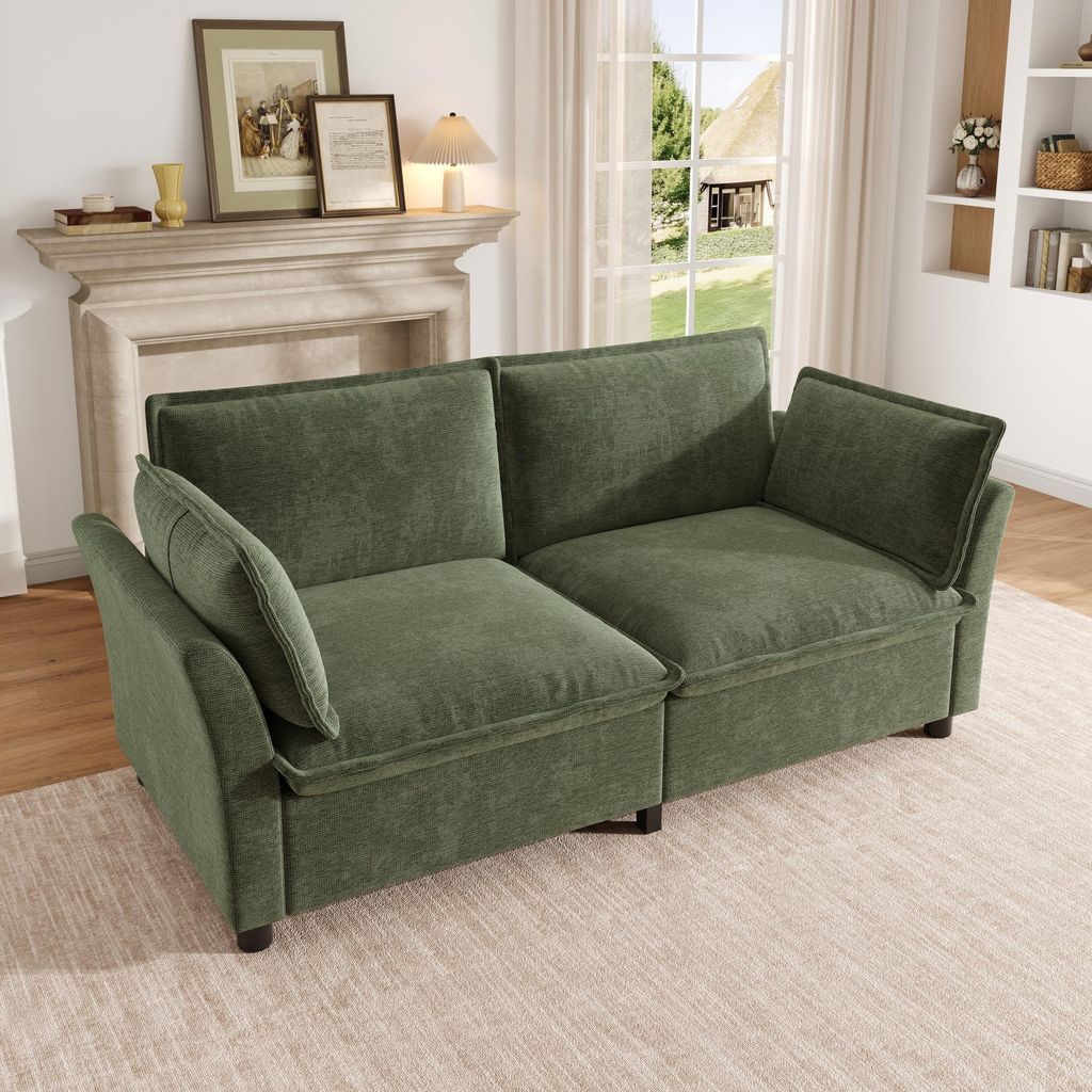 STILVORA 2-Sitzer Sofa mit dicker Polsterung, Cloud Sofa mit 2 Armlehnenkissen, Loveseat aus Chenille-Stoff für Schlafzimmer,Wohnzimmersofa