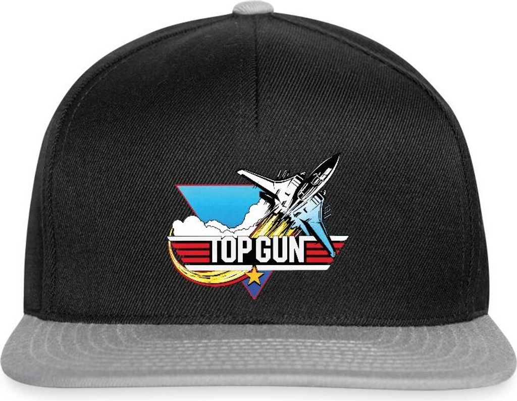 Spreadshirt Top Gun Fighter Kampfjet Logo Snapback Cap, One size, Schwarz/Grau
