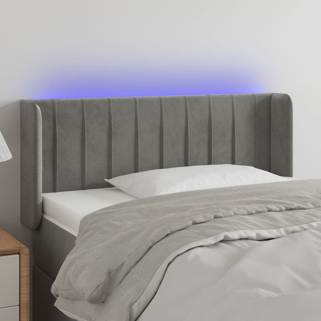 Maison Exclusive - LED Kopfteil Hellgrau 83x16x78/88 cm Samt