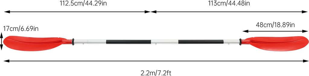Bravo Doppelpaddel Aluminium - Asymmetrisch & Zerlegbar 220cm | Für Kajak & Kanu