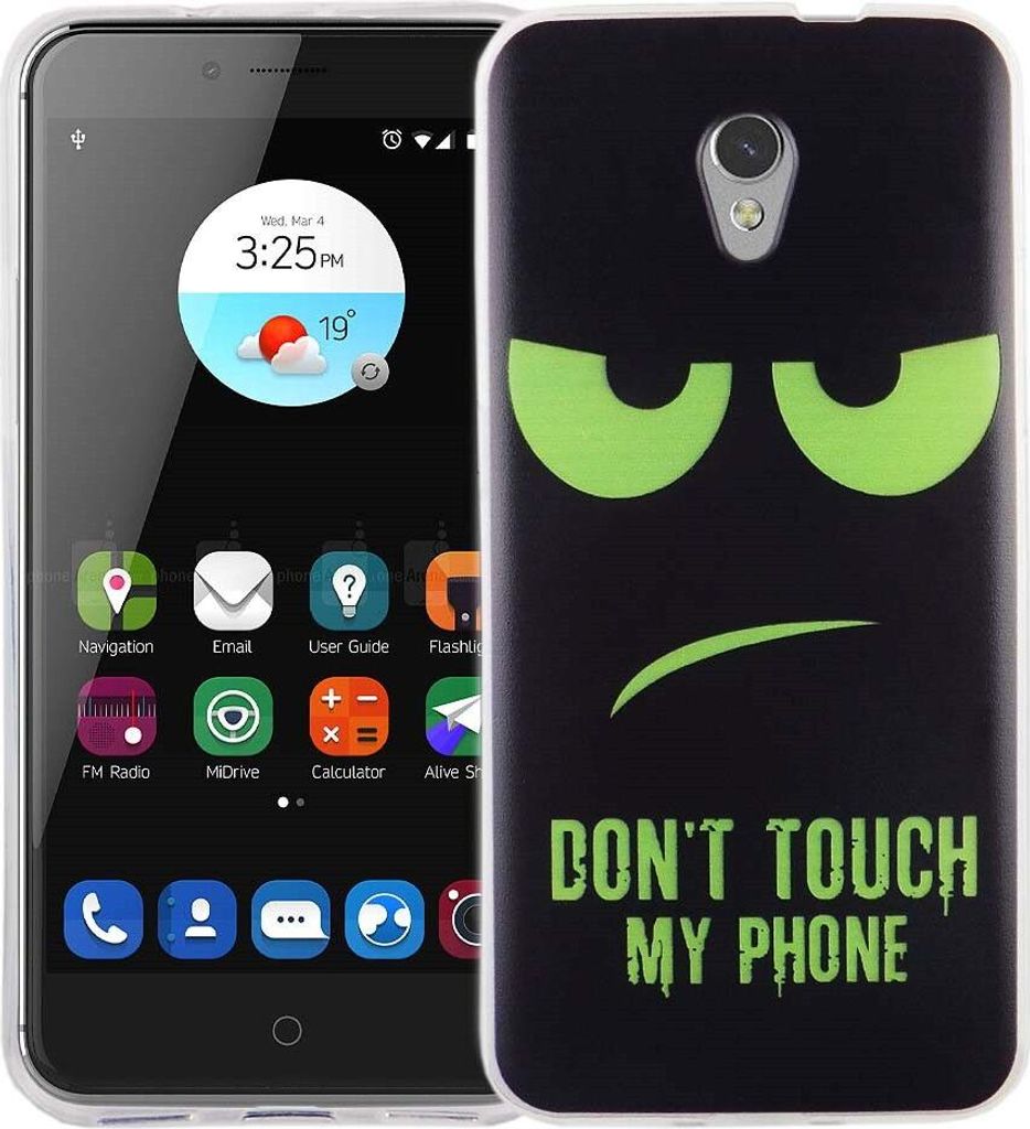 Handy Hülle für ZTE Blade V7 Cover Case Schutz Tasche Motiv Slim Silikon TPU Dont Touch my Phone Grün