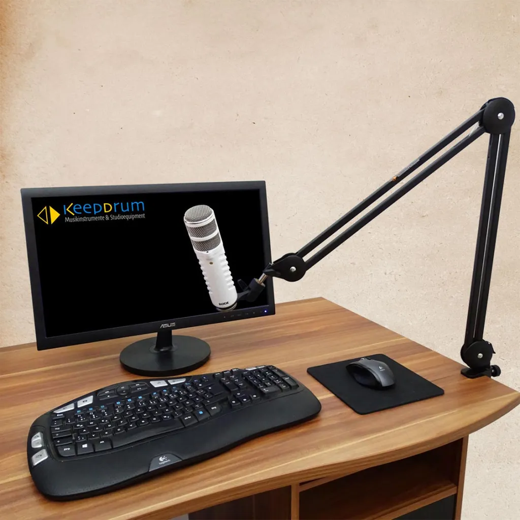 Microphone de streaming USB Rode Podcaster et bras réglable Blanc