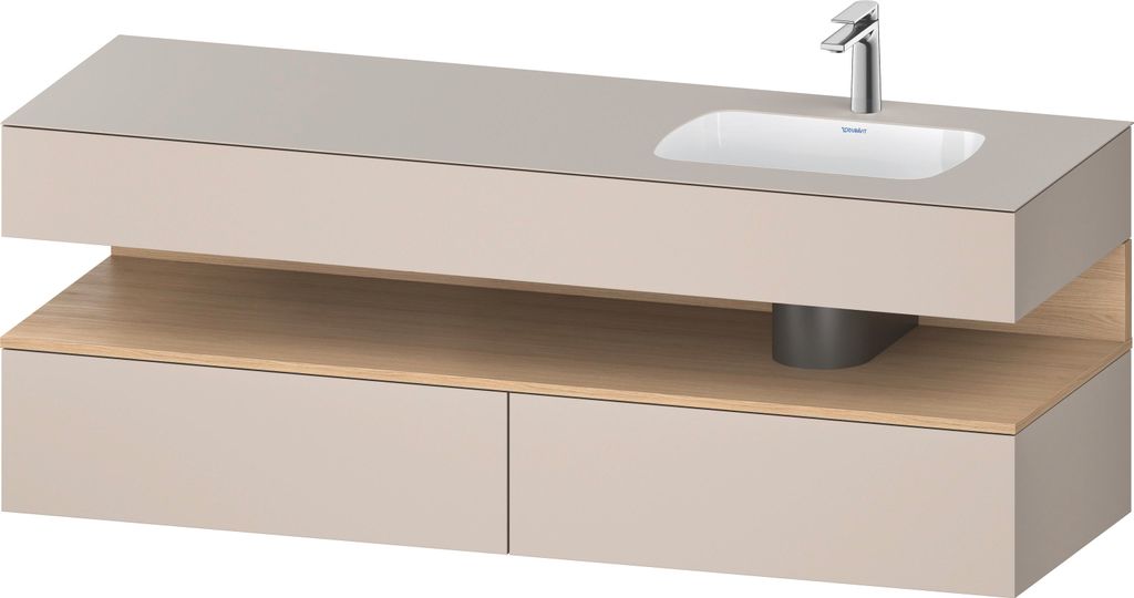 Duravit Qatego Einbauwaschtisch mit Konsolenwaschtischunterbau, 1600x550x600mm, Nische Eiche Natur, Becken rechts, QA4796030910000