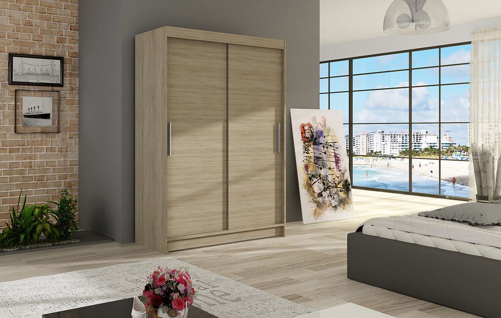 Geräumiger Kleiderschrank Magda – Breite 120 cm, Sonoma