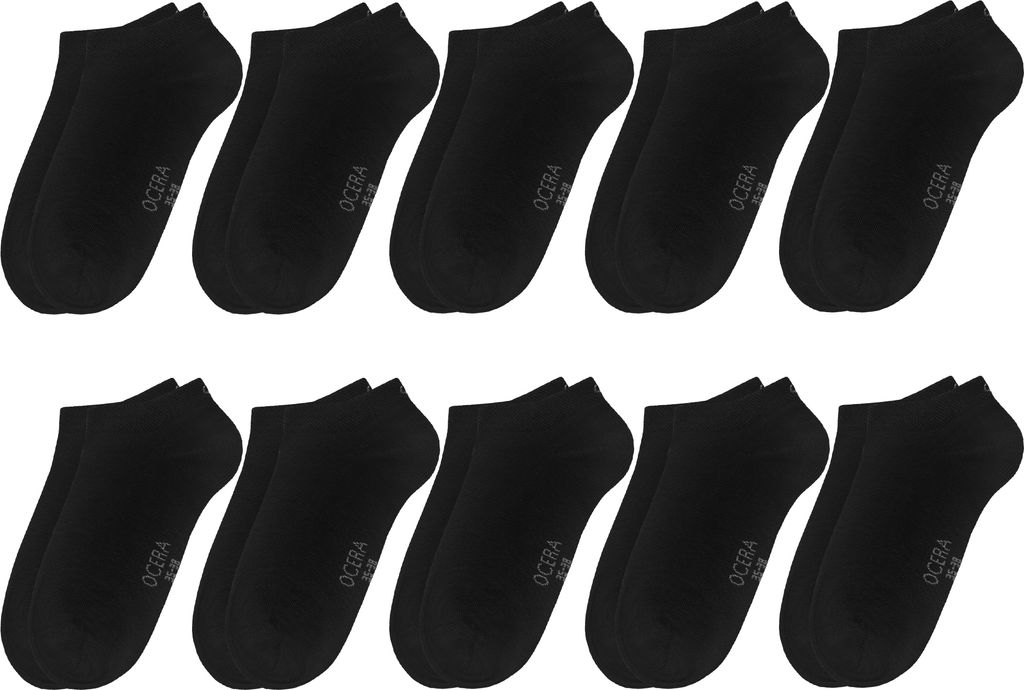 OCERA 10 Paar Sneaker Socken für Kinder (uni) schwarz, Gr. Produktbild 