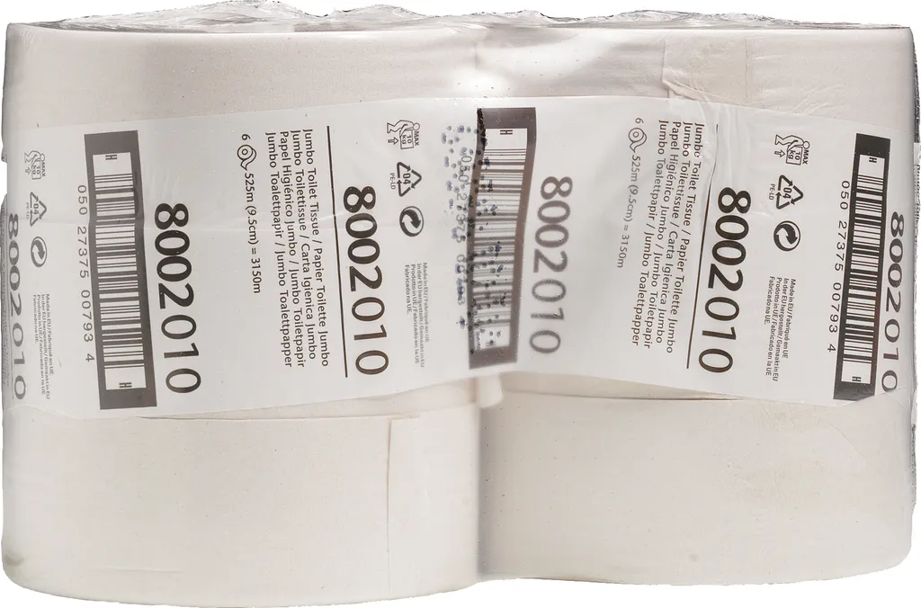 Papier toilette HOSTESS 8002 blanc 1 pli 525m - Lot de 6 rouleaux jumbo
