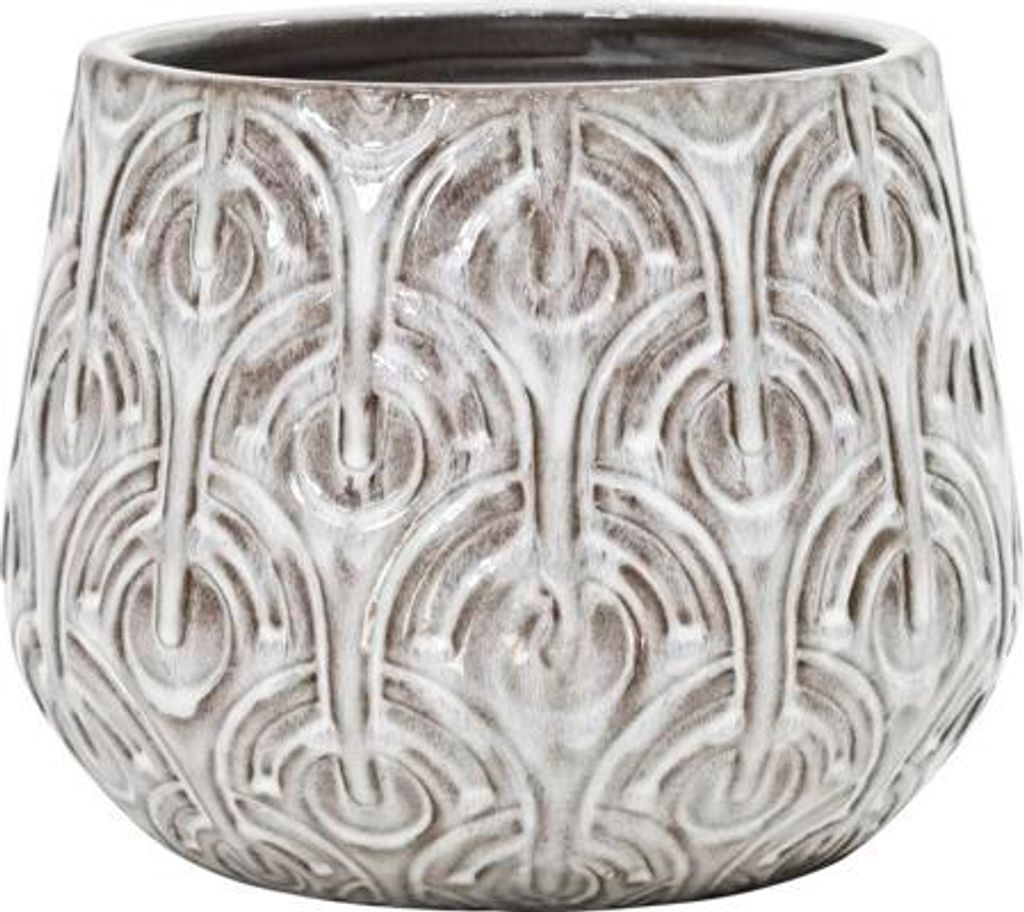 Pflanztopf FloraSelf Keramik glasiert Ø 41 cm H 32,5 cm beige