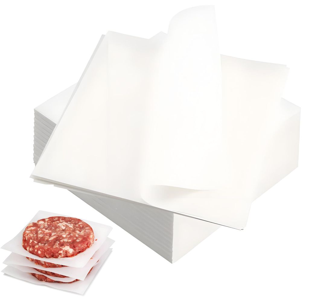 500 Stück Antihaft-Burgerpapier, 14x14 cm, Antihaft-Burgerpapier, Backpapier für Burgerpressen, Grillzubehör, Trennpapier für Hamburger, Cheese...