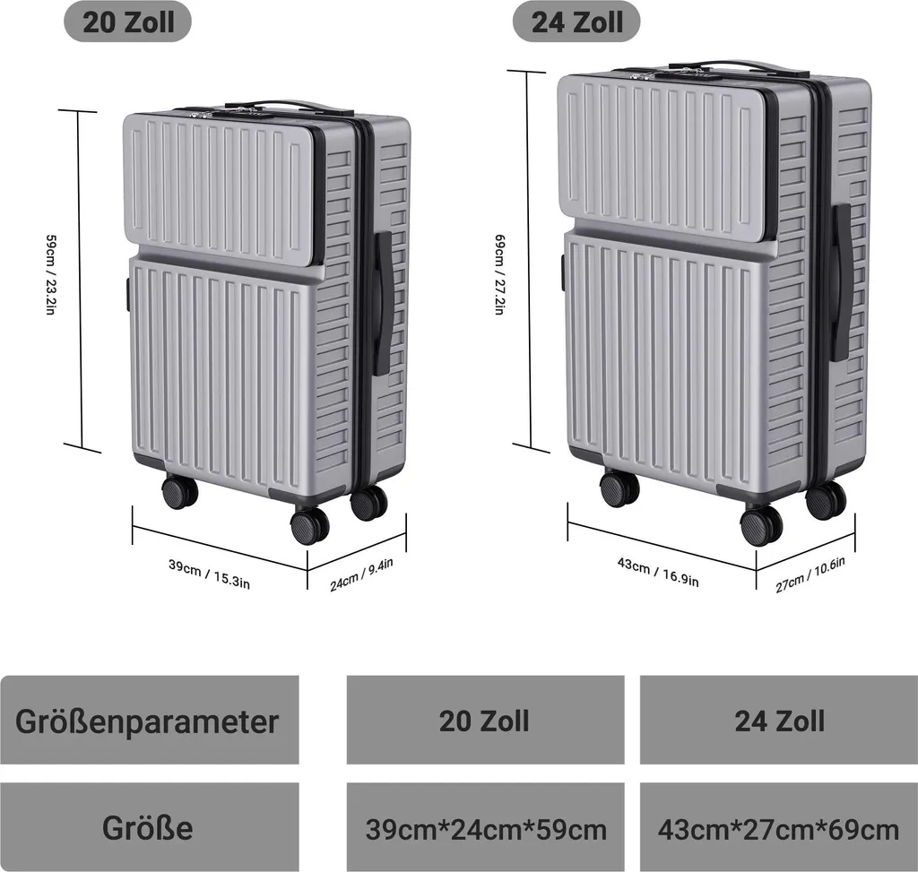 Valise en ABS argentée avec serrure TSA - Ensemble de voyage rigide - 2
