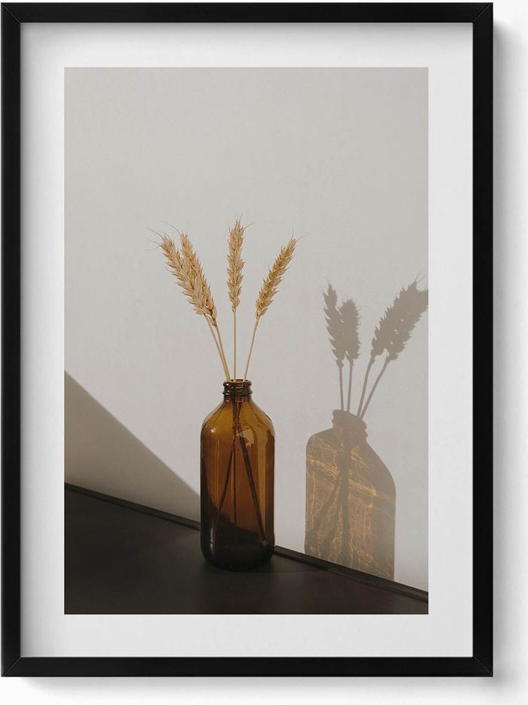 Boho-Vase mit Ohren– Wandbild mit Rahmen – Gerahmtes Bild – Wanddekoration – 50x70 cm – Schwarz Rahmen