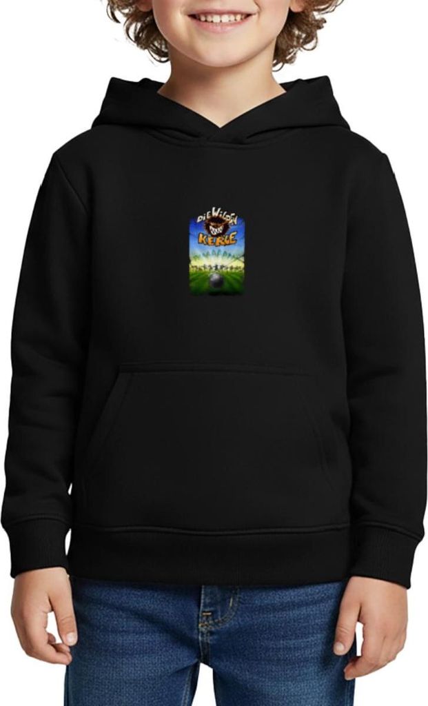 Spreadshirt Die Wilden Kerle Angriff Kinder Premium Hoodie, 122/128 (6 Jahre), Schwarz
