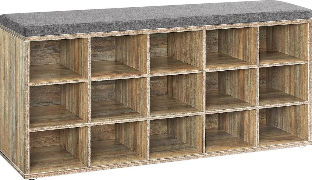 Solution gain de place : banc chaussures chêne et gris pour entrée