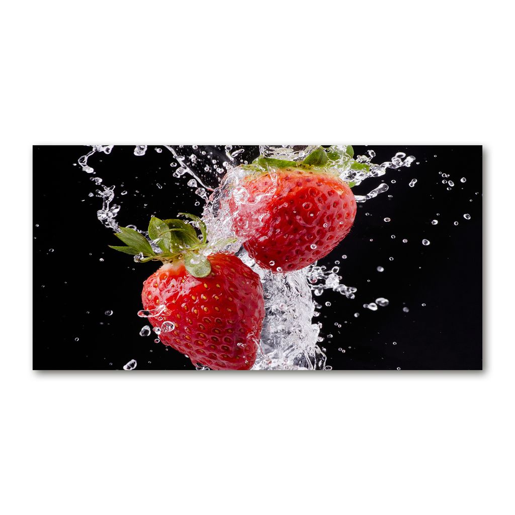 Glas-Bild Wandbilder Druck auf Glas 100x50 Essen & Getränke Erdbeeren Wasser