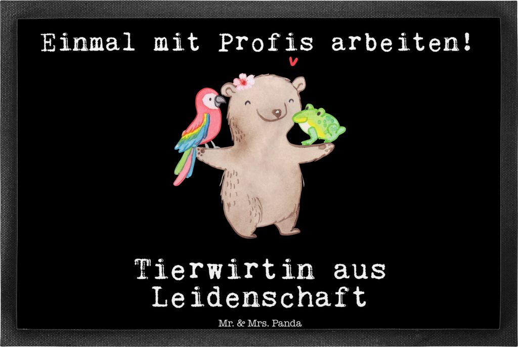 Mr. & Mrs. Panda Türmatte Tierwirtin Leidenschaft 40 x 60 cm - Schwarz - Geschenk, Bäuerin, Schmutzfangmatte, Schuhabstreifer, Fussmatte, Bauernh...