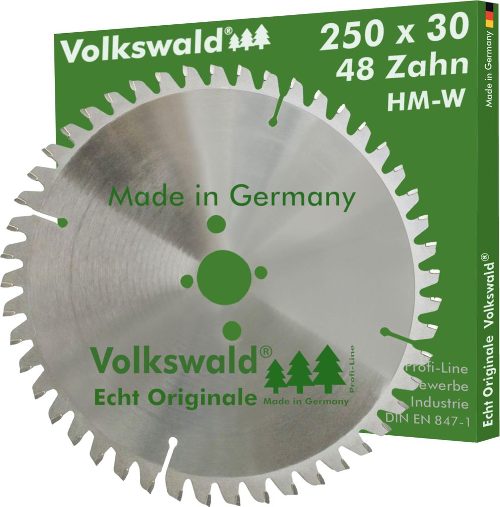 Volkswald HM-Sägeblatt WNE 250 x 30 mm Z= 48 Spannplatten Spannplatten beschichtet Holzplatten Massivholz Laminat Kunststoffe Acrylglas