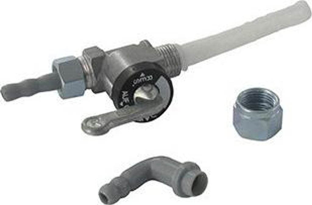 Universeller Metall-Kraftstoffhahn mit Nylon-Filter – Für Schlauch Ø: 6 mm – Gewinde: M12 x 100 G
