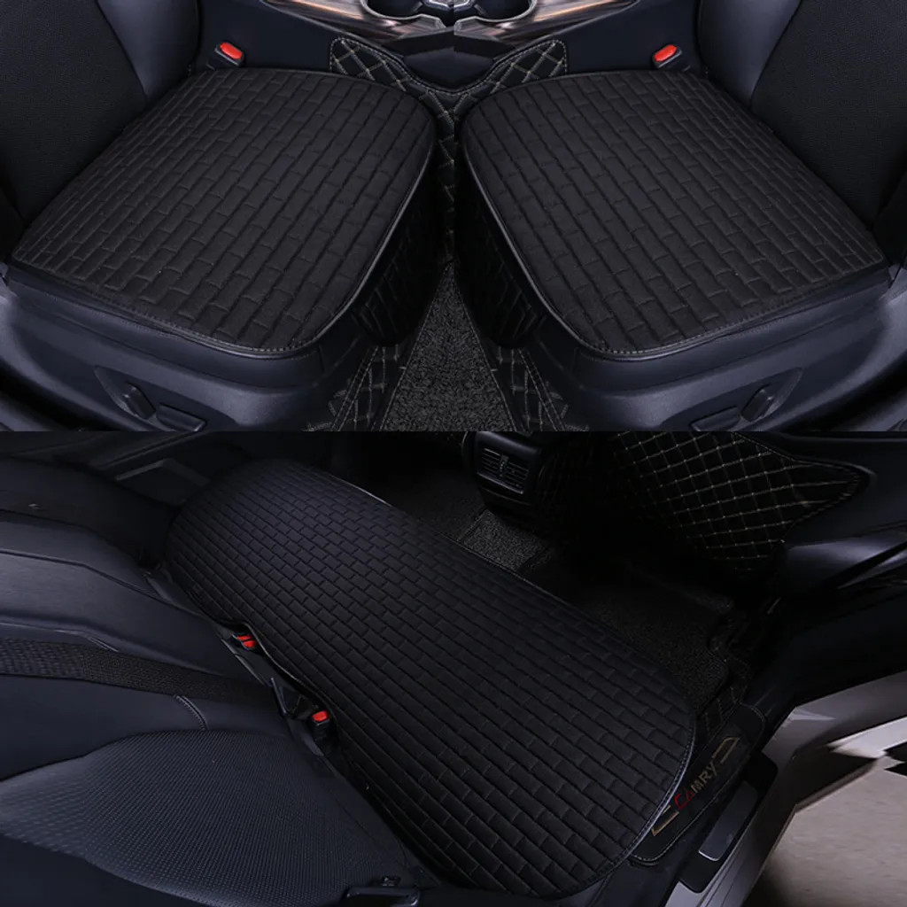 Coprisedili Auto Universali Quattro Stagioni Lino Nero Traspirante