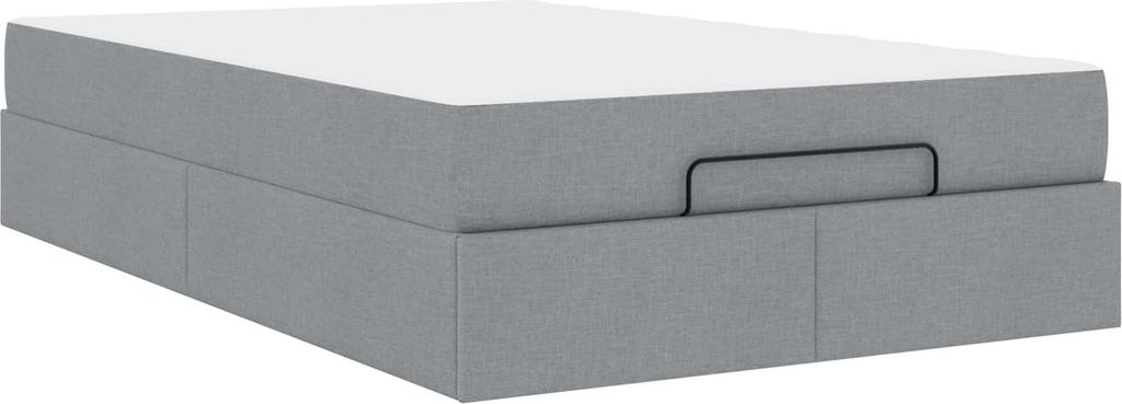 Bettgestell mit Matratze 2 pcs Hellgrau Stoff